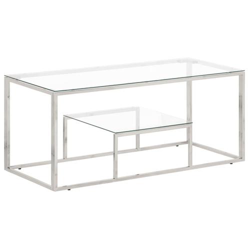 vidaXL Salontafel roestvrijstaal en gehard glas, Huis en Inrichting, Tafels | Salontafels, Nieuw, Metaal, Verzenden