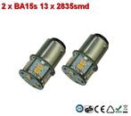 2 x BA15s- 13x2835smd- Cool-Wit 10-36v, Verzenden, Nieuw