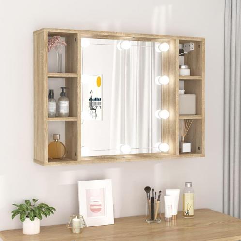vidaXL Spiegelkast met LED-verlichting 76x15x55 cm sonoma, Huis en Inrichting, Kasten | Overige, Nieuw, Verzenden
