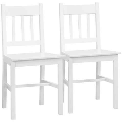 TRUUSK Set van 2 Eetkamerstoelen - Massief Hout - Wit - Mode, Huis en Inrichting, Stoelen, Nieuw, Verzenden