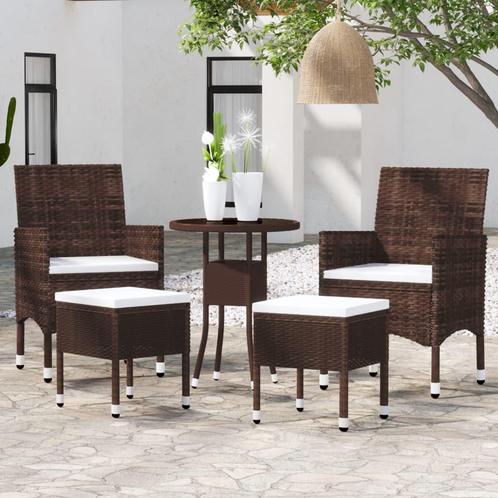 vidaXL 5-delige Loungeset poly rattan bruin, Tuin en Terras, Tuinsets en Loungesets, Loungeset, Nieuw, Rotan, Verzenden