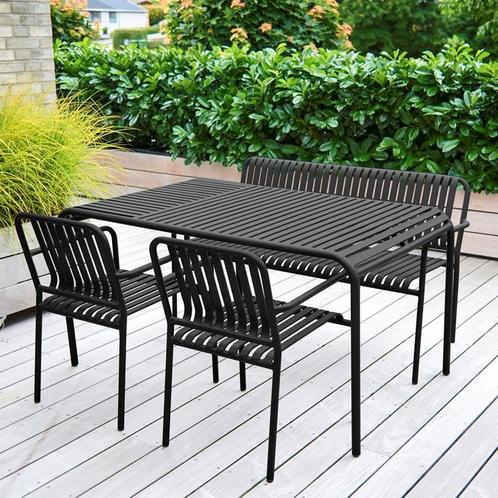 Zwart metalen tuinstoel | met armleuningen, Huis en Inrichting, Stoelen, Eén, Zwart, Nieuw, Overige materialen, Verzenden
