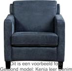 Taupe leren landelijke fauteuils - poot hout zwart - Massif, Huis en Inrichting, Fauteuils, Nieuw, Ophalen of Verzenden, Landelijk
