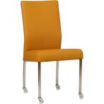 Leren eetkamerstoel Comfort met wieltjes - Toledo Leem, Huis en Inrichting, Stoelen, Overige kleuren, Nieuw, Leer, Ophalen of Verzenden