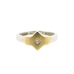 Bicolor gouden ring met diamant | 0,04 ct. (witgoud), Sieraden, Tassen en Uiterlijk, Ringen, Goud, Met edelsteen, Gebruikt, 17 tot 18