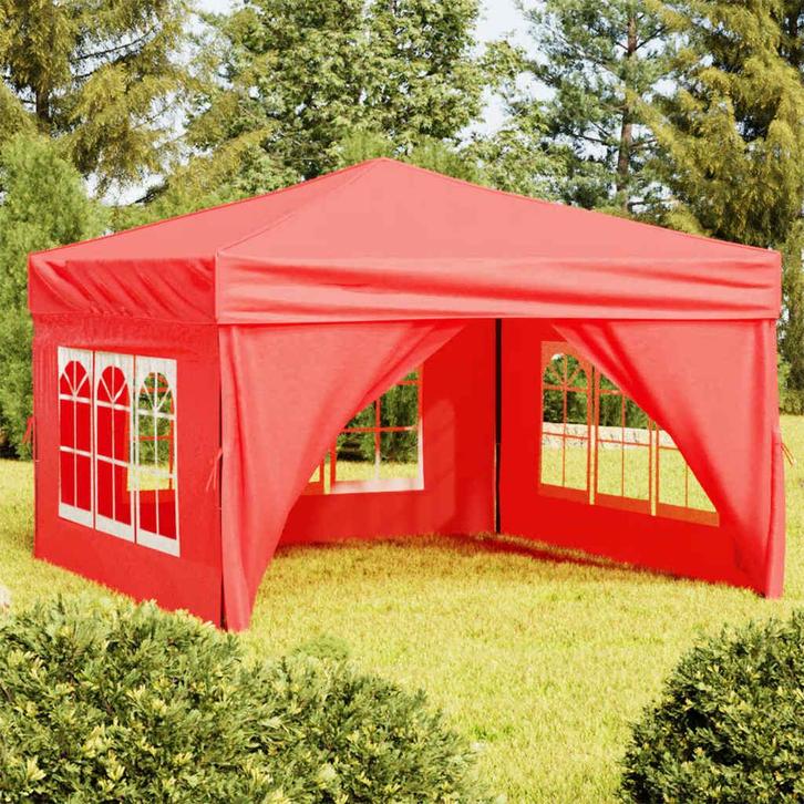 vidaXL Partytent inklapbaar met zijwanden 3x3 m rood, Tuin en Terras, Partytenten, Partytent, Nieuw, Verzenden