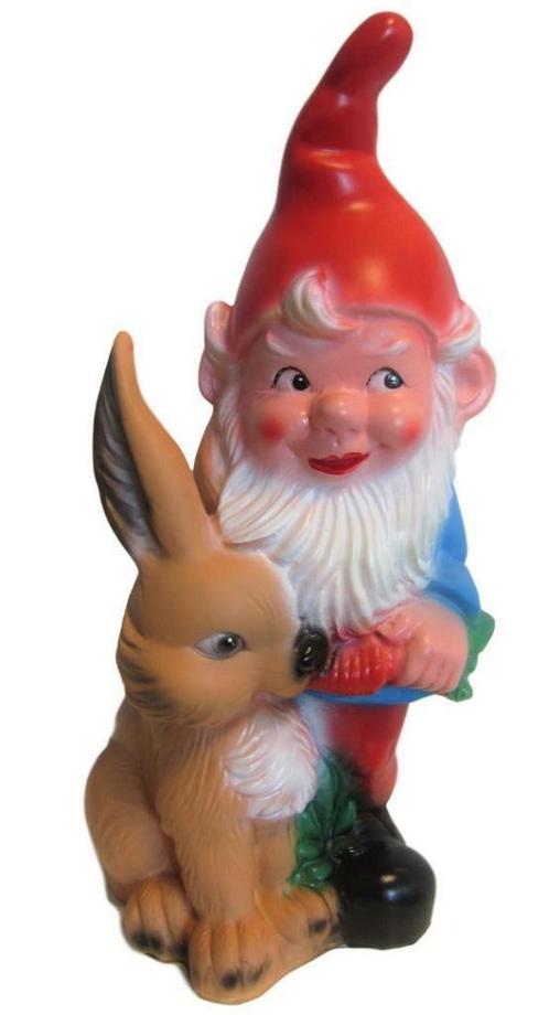 Tuinkabouter met haas, Kunststof kabouter 30cm, Tuin en Terras, Tuinbeelden, Nieuw