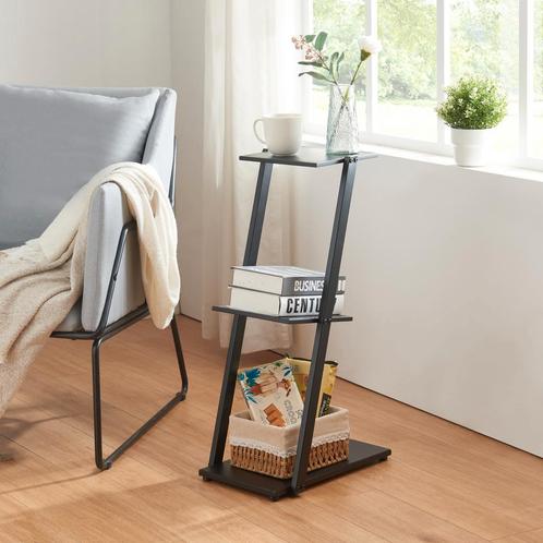 [en.casa] Bijzettafel Rollag met 3 planken 72x40x25 cm zwart, Huis en Inrichting, Kasten | Wandmeubels, Nieuw, Verzenden