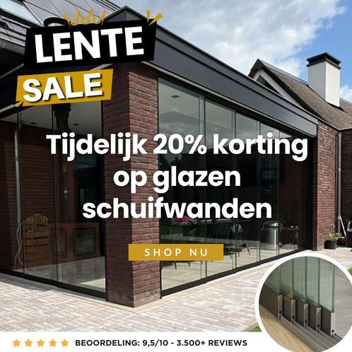Glazen schuifwand | Ongekende prijs | slechts €144 per meter, Tuin en Terras, Overkappingen, Nieuw, Veranda, Ophalen of Verzenden