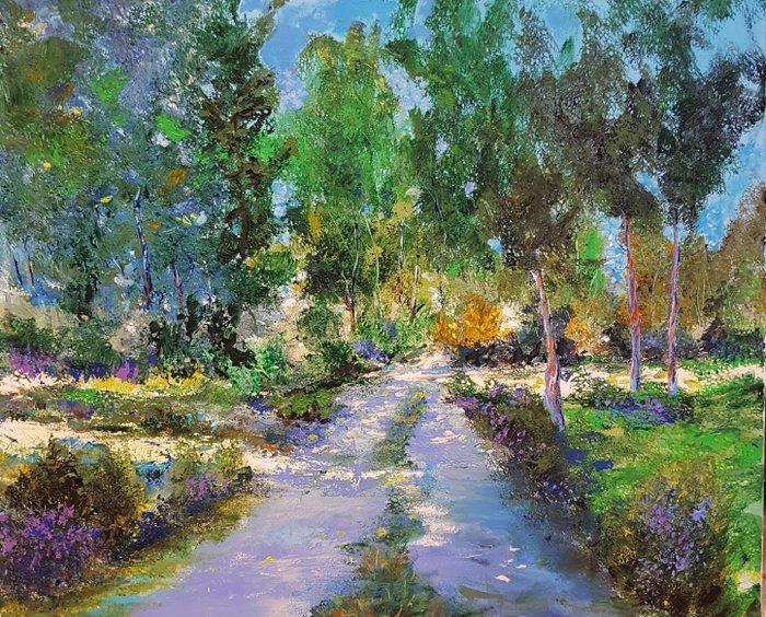 Denis Ferté (XX-XXI) - Pèlerinage printanier, Antiek en Kunst, Kunst | Schilderijen | Klassiek