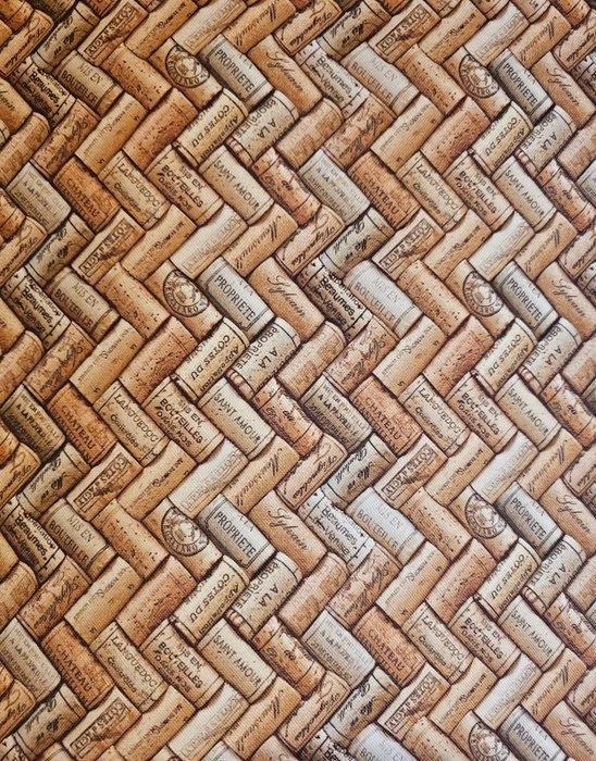 Exclusief textiel met kurkenschroeven van exclusieve wijnen, Antiek en Kunst, Antiek | Kleden en Textiel