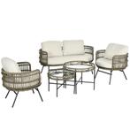TRUUSK Tuinmeubelset 5-delig Rattan Zitgroep Met Kussens 2 S, Tuin en Terras, Verzenden, Nieuw