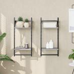 vidaXL Wandschappen 2-laags met stangen 2 st 30x25x65 cm, Huis en Inrichting, Woonaccessoires | Wandplanken en Boekenplanken, Verzenden