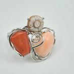 Bloedkoraal - Zilver - Ring - ROOD EN ROZE KORAAL