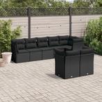 vidaXL 8-delige Loungeset met kussens poly rattan zwart, Tuin en Terras, Verzenden, Nieuw, Rotan, Loungeset