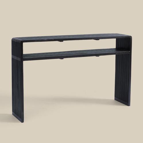 *WOONWINKEL* Wandtafel Zwarte Teak Latjes, Huis en Inrichting, Tafels | Sidetables, Nieuw, Verzenden