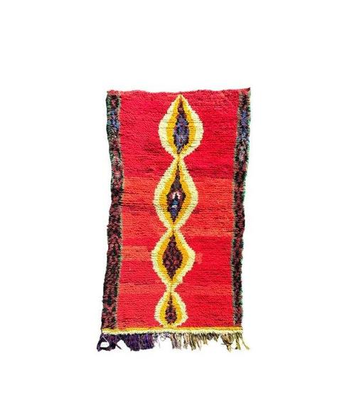 Vintage Marokkaans Boucherouite Tapijt – Handgeweven Berber, Huis en Inrichting, Stoffering | Tapijten en Kleden