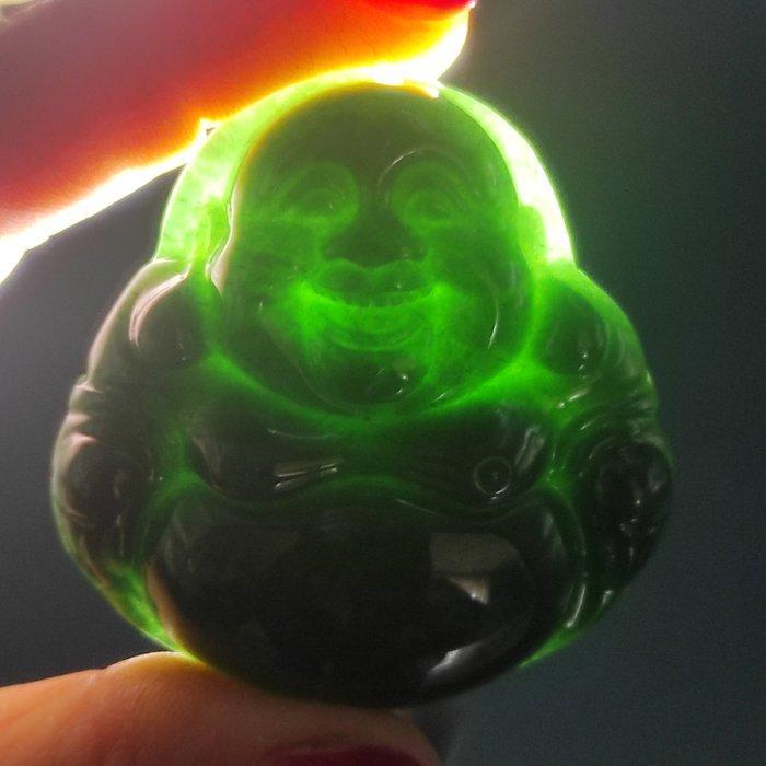 Beeldhouwen van jade Boeddha hanger - Hoogte: 1 cm -, Verzamelen, Mineralen en Fossielen