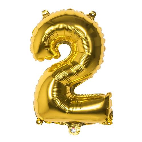Gouden Cijfer Ballon 2 Jaar 86cm, Hobby en Vrije tijd, Feestartikelen, Nieuw, Verzenden