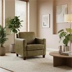 Leren fauteuil Smart - Kenia Olive (olijf) - Poten hout, Nieuw, Ophalen of Verzenden, Bohemian, Eigentijds, Modern, Retro, 50 tot 75 cm