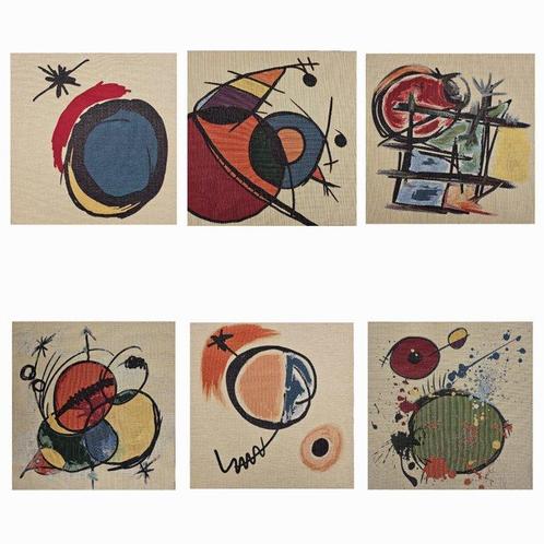 6 panelen Joan Miró 47x47cm elk - Artistiek Ontwerp -, Antiek en Kunst, Antiek | Kleden en Textiel