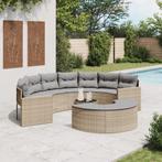 vidaXL 3-delige Loungeset halfrond poly rattan beige, Tuin en Terras, Verzenden, Nieuw, Rotan, Loungeset