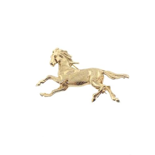 Gouden broche van een paard, Sieraden, Tassen en Uiterlijk, Kettinghangers, Goud, Gebruikt, Goud, Verzenden