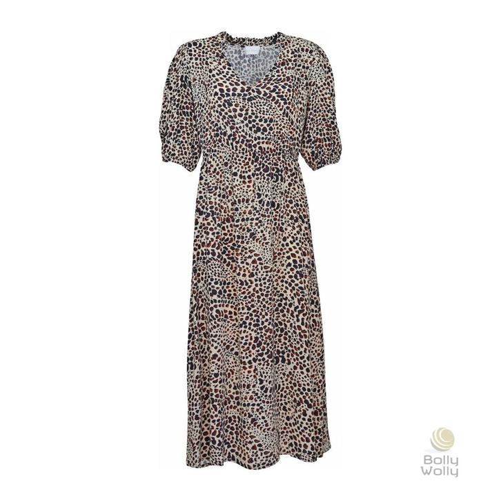 Due Amanti • midi jurk luipaard • 1 (36), Kleding | Dames, Jurken, Bruin, Nieuw, Maat 36 (S), Verzenden