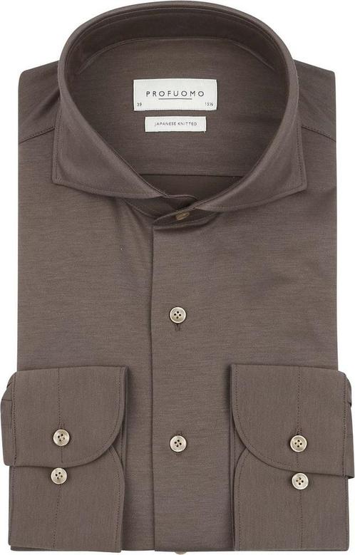 Profuomo Japanese Knitted Overhemd Bruin maat 42 Heren, Kleding | Heren, Overhemden, Bruin, Nieuw, Verzenden