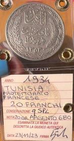 Tunesië (Frans protectoraat). 20 Francs 1934 (Zonder, Postzegels en Munten, Munten | Europa | Niet-Euromunten