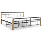 vidaXL Bedframe metaal en massief eikenhout 200x200 cm, Verzenden, Zwart, Overige maten, 200 cm