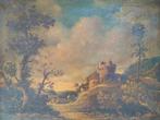 Europese school (XIX) - Paesaggio con torre e casolare, Antiek en Kunst, Kunst | Schilderijen | Klassiek