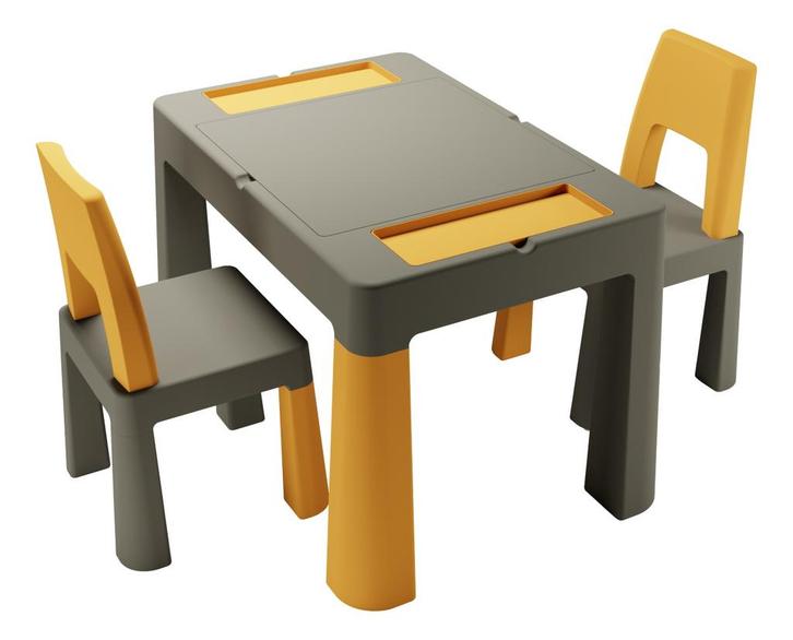 Teggi Graphite/Mustard Multifun 3-in-1 Tafel met Twee, Kinderen en Baby's, Kinderkamer | Tafels en Stoelen, Nieuw, Verzenden