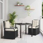 vidaXL 3-Delige Tuin Eetset Zwart Poly Rattan, Tuin en Terras, Verzenden, Nieuw, Rotan