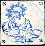 Tegel - Antieke Delftsblauwe tegel met bijbelse