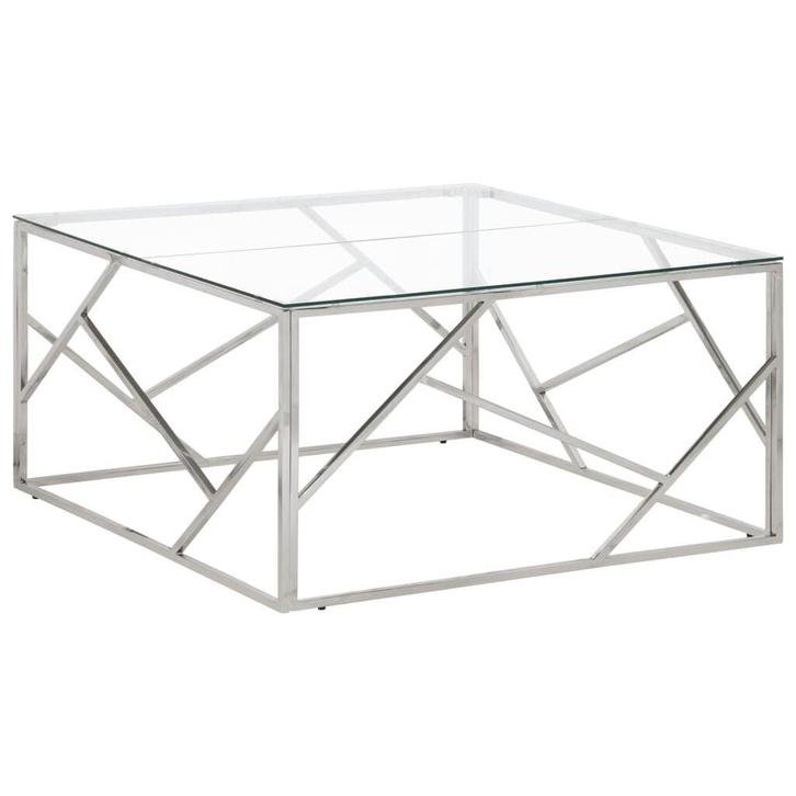 Salontafel RVS Glas | Retourdeal 47% Korting, Huis en Inrichting, Tafels | Salontafels, 100 tot 150 cm, Vierkant, Nieuw, 50 tot 75 cm