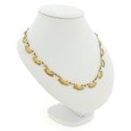 Bicolor gouden fantasie schakel ketting | 42 cm (veerring), Sieraden, Tassen en Uiterlijk, Kettingen, Ophalen of Verzenden, Gebruikt