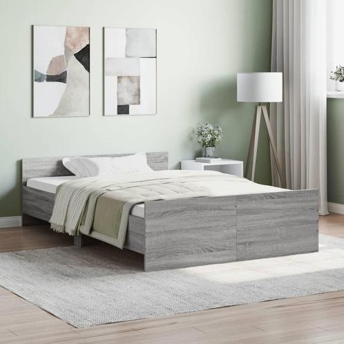 vidaXL Bedframe met hoofd- en voeteneinde grijs sonoma, Huis en Inrichting, Slaapkamer | Bedden, 120 cm, 190 cm of minder, Grijs