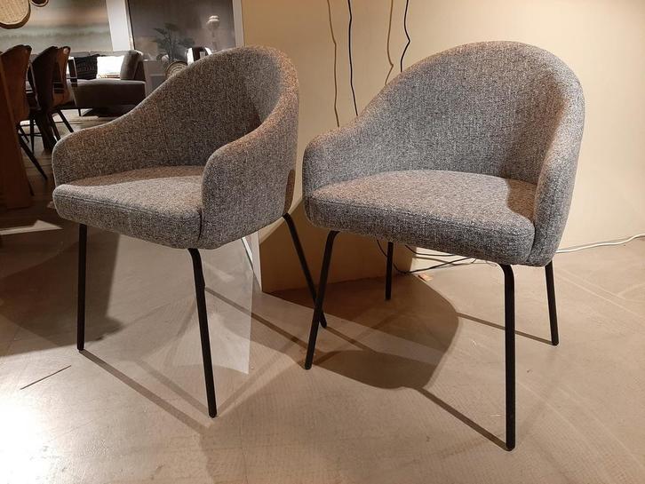 Eetkamerstoelen Bello - grijs (set van 2) **SHOWROOMMODEL**, Huis en Inrichting, Stoelen, Grijs, Nieuw, Stof