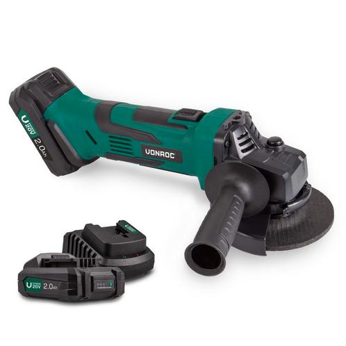 Accu haakse slijper 20V - 115mm - 2.0Ah | Incl. 2 accus en, Doe-het-zelf en Verbouw, Gereedschap | Slijpmachines, Nieuw, Verzenden