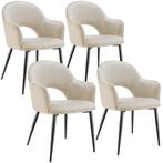 Eetkamerstoel Sachel, fluweellook, gestoffeerd, 120 kg - crè, Huis en Inrichting, Stoelen, Verzenden, Nieuw