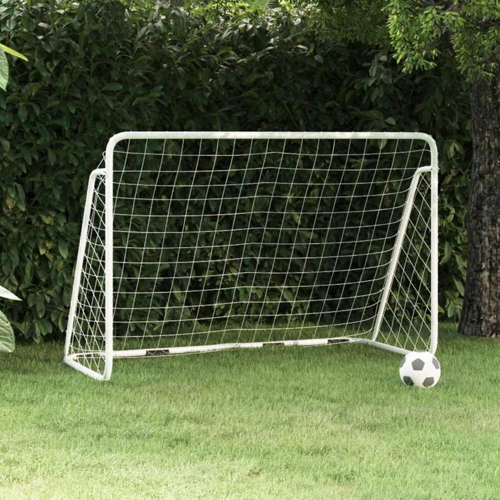 vidaXL Voetbaldoel met net 180x90x120 cm staal wit, Sport en Fitness, Voetbal, Nieuw, Verzenden