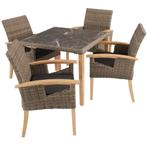 Wicker tafel Tarent met 4 stoelen Rosarno - natuur, Nieuw, Verzenden
