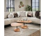 Salontafel set/2 driehoekig blad - Massief acacia naturel, Ophalen of Verzenden, Nieuw