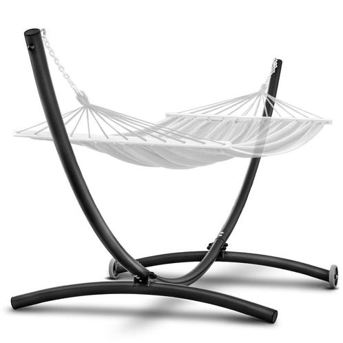 Hangmat standaard - met wielen - 380x130x125 cm - zwart, Tuin en Terras, Hangmatten, Nieuw, Ophalen of Verzenden