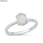 Zilveren witte opaal ring, Verzenden, Nieuw, Zilver