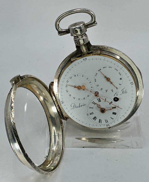 Dubois Et Fils - Mächtige Silber Kalenderspindeluhr -, Sieraden, Tassen en Uiterlijk, Horloges | Heren