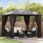 vidaXL Prieel met gordijnen 300x300x265 cm antraciet, Tuin en Terras, Verzenden, Nieuw