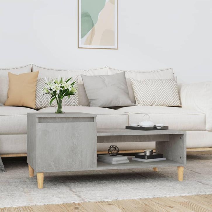 vidaXL Salontafel 100x50x45 cm bewerkt hout betongrijs, Huis en Inrichting, Tafels | Salontafels, 100 tot 150 cm, Nieuw, Overige houtsoorten