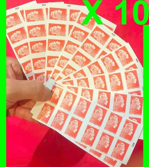 Frankrijk 2025 - negen pakketten van 10 boekjes met 12, Postzegels en Munten, Postzegels | Europa | Frankrijk